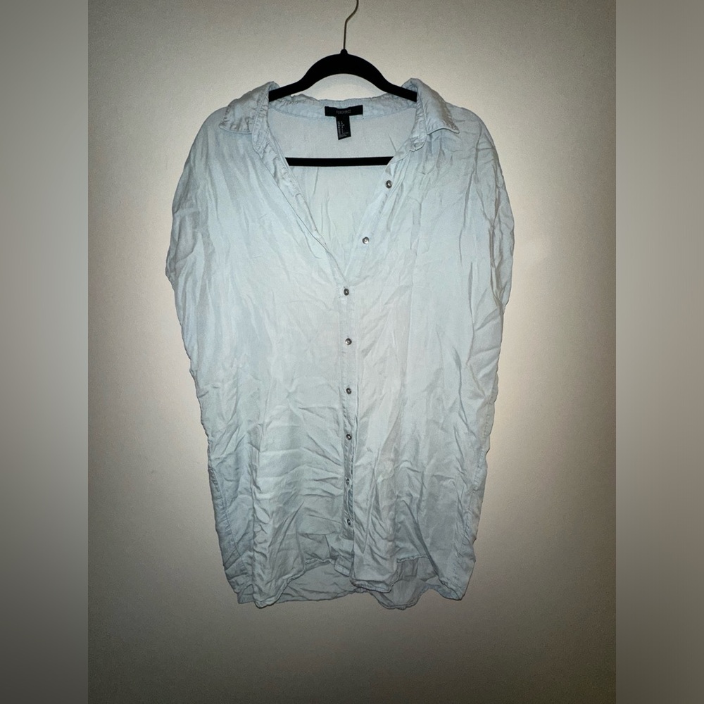 Forever 21 blue button up coverup dress
